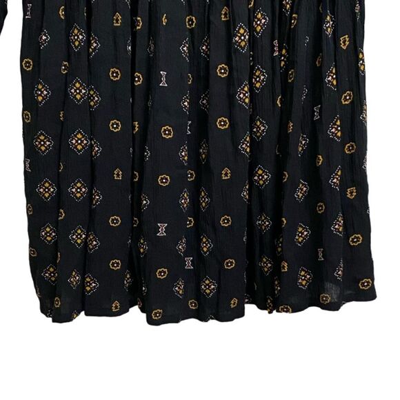 Volcom Champain Trail Mini Dress Size S Boho Folksy Black Gold Embroidered Rodeo - Picture 9 of 16